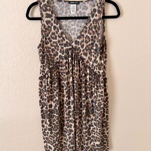 HEIMISH USA Leopard Print V-Neck Mini Dress